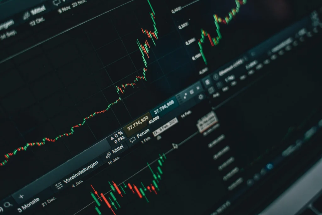 gráficos de análisis técnico en una aplicación de trading